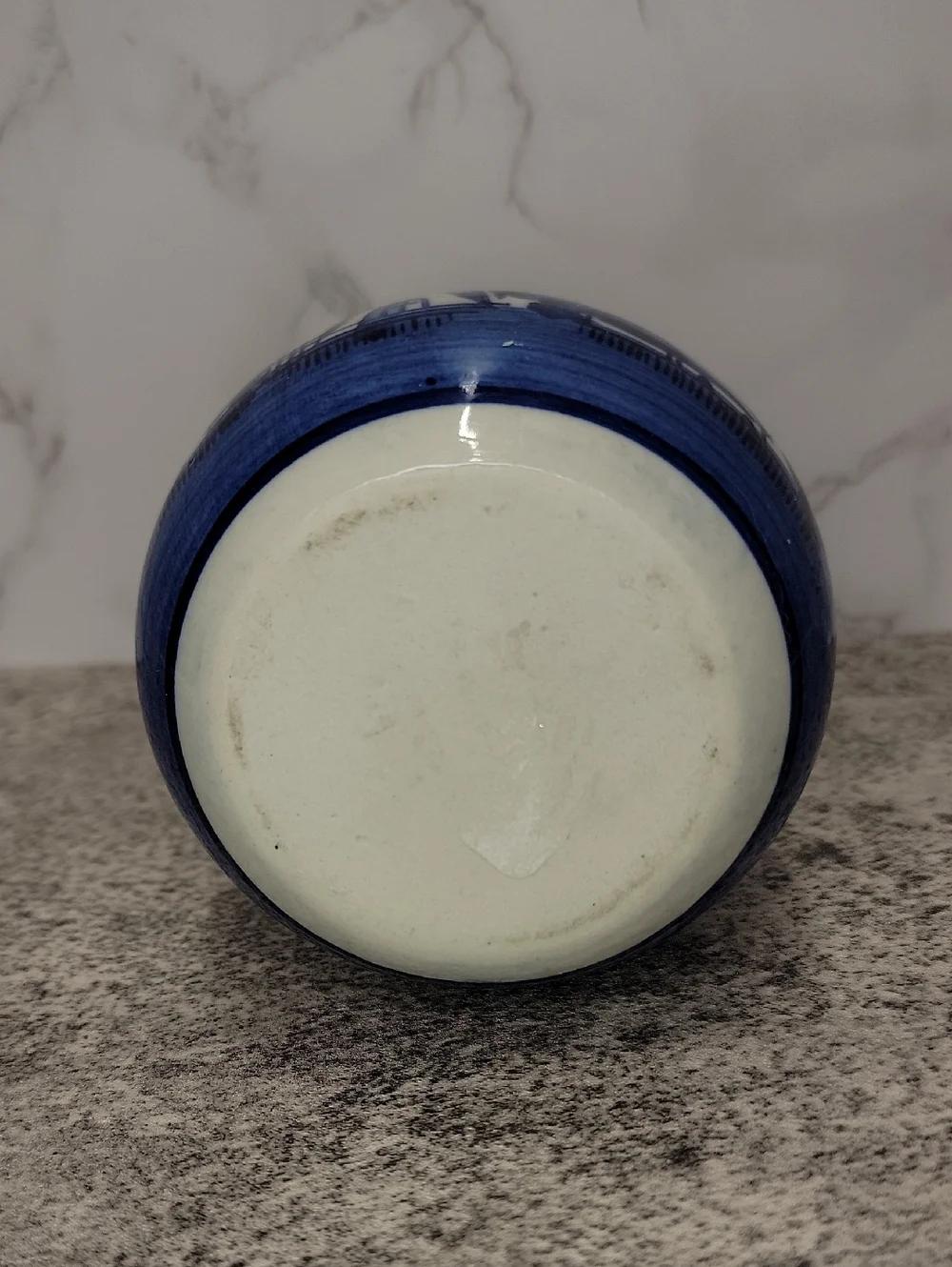 Vintage Delft Style Blue and White Windmill Vase